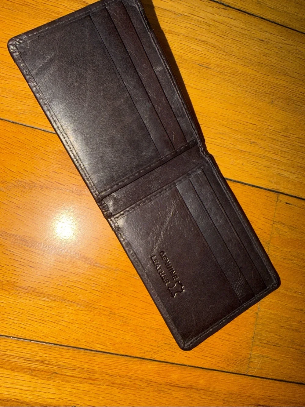 Men's Dark Brown Leather Money Clip Card Wallet with bottle opener